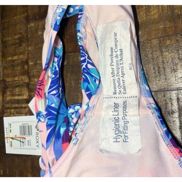 Roxy NWT Pink Hawaiian Flower 2 Piece New Bikini Swimsuit Flutter Top Small - Picture 16 of 16